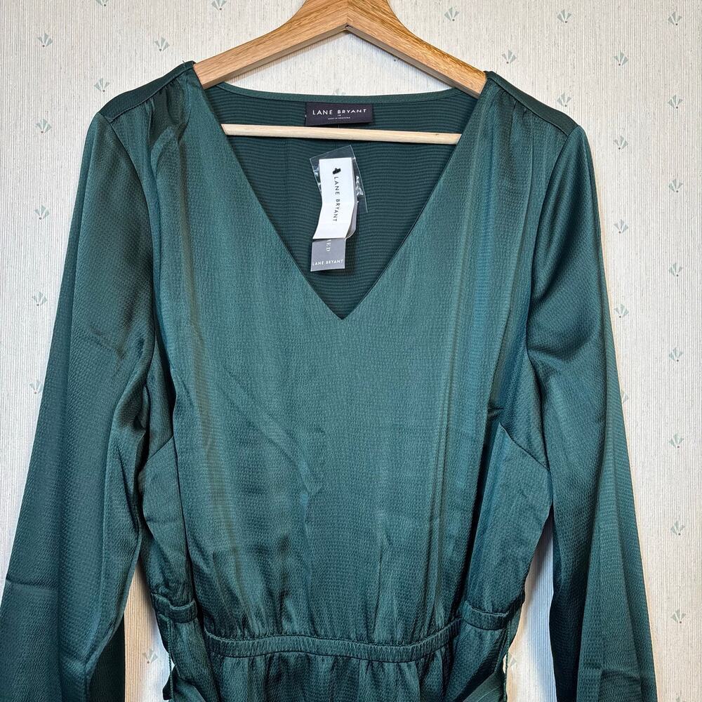 Lane Bryant Textured Satin Long Sleeve Wrap Skirt Midi Dress Size 18 Formal NWT - Picture 9 of 15